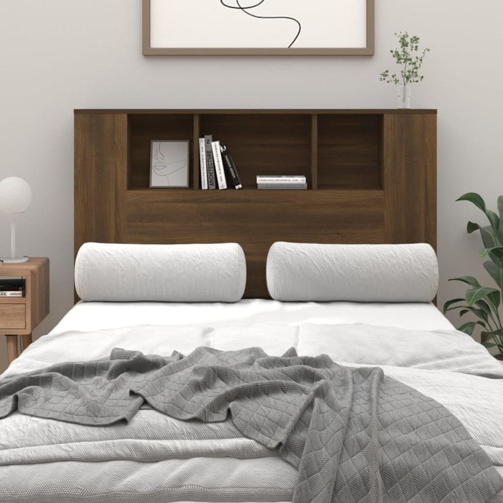 Vidaxl Čelo postele s policami, hnedý dub, 120x18,5x104,5 cm